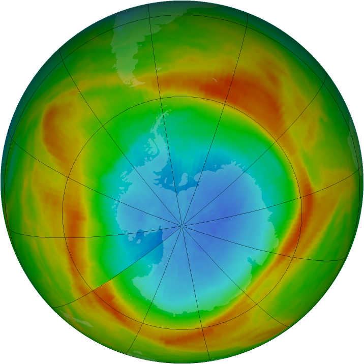 Antarctic ozone map for 24 October 1981